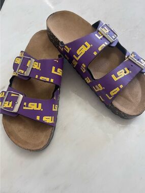 🐯 LSU TIGERS Foco Sandals Slides Women’s 5-6 
New